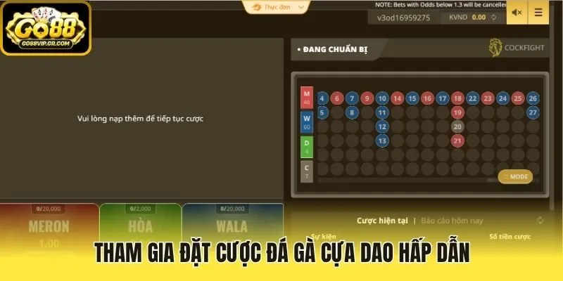 Tham gia đặt cược đá gà cựa dao hấp dẫn